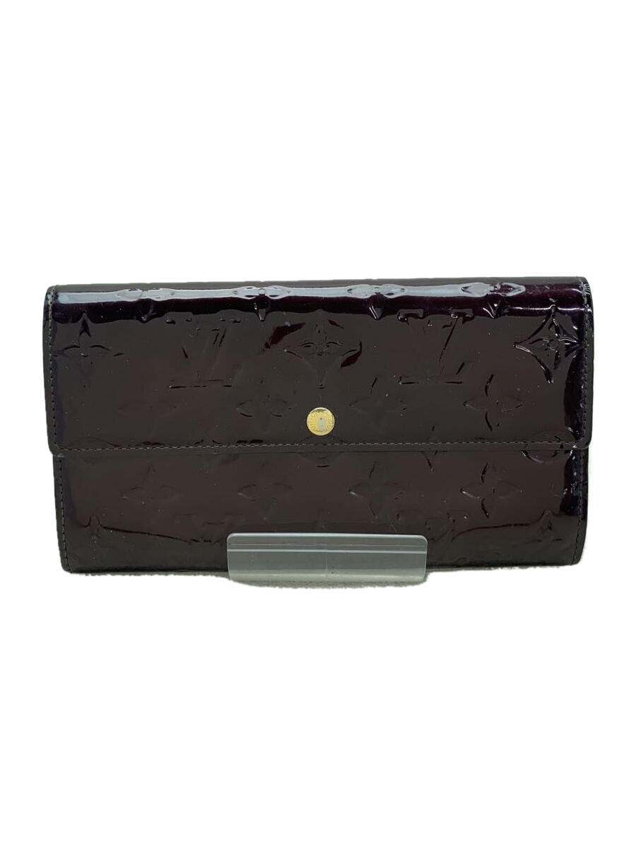 【中古】LOUIS VUITTON◆ポルト・フォイユ・サラ_モノグラム・ヴェルニ/レディース/エナメル/ボルドー【服飾雑貨他】