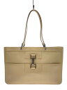 【中古】GUCCI◆アウトポケット/トートバッグ/レザー/BEG/無地/001998【バッグ】