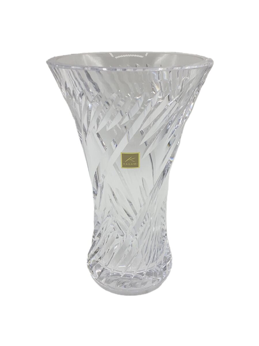 【中古】KAGAMI CRYSTAL◆花瓶/ガラス/カット入り/フラワーベース/フラワースタンド/CLR/F-304-1753【インテリア小物・日用雑貨】(3)