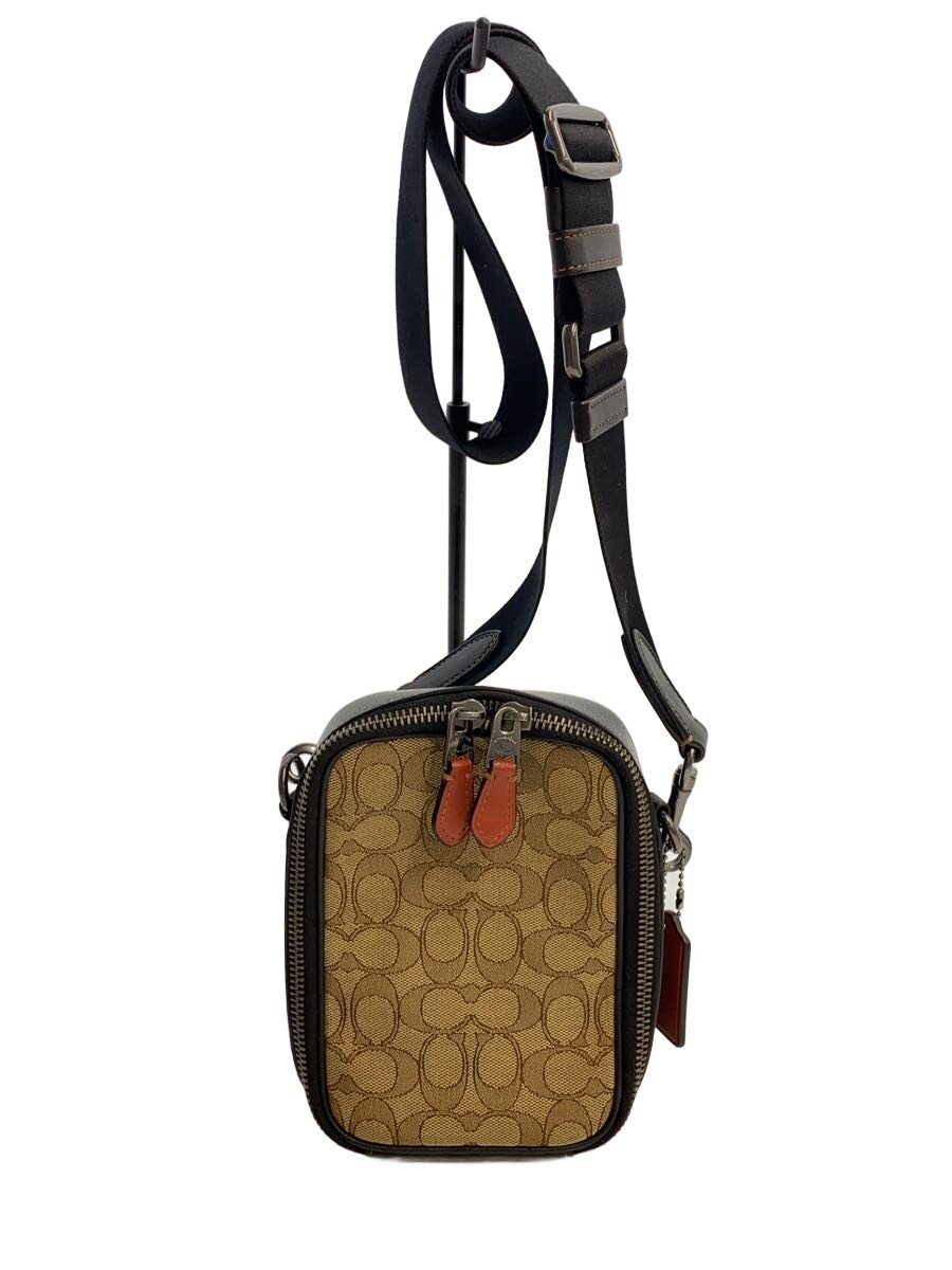 COACH - 【中古】COACH◆スタントン/シグネチャージャガード/ショルダーバッグ/キャンバス/キャメル/モノグラム/CH097【バッグ】