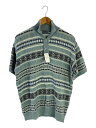 【中古】KENZO◆ニットポロシャツ/--/コットン/BLU/総柄/3712-6006【メンズウェア】
