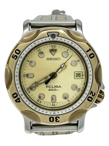 【中古】SEIKO◆Scuba Quartz Date/腕時計/アナログ/ゴールド×シルバー/5H25-6000【服飾雑貨他】 【中古】SEIKO◆Scuba Quartz Date/腕時計/アナログ/ゴールド×シルバー/5H25-6000【服飾雑貨他】
