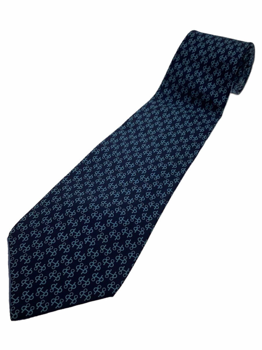 【中古】GUCCI◆ネクタイ/シルク/BLU/総柄/メンズ【服飾雑貨他】