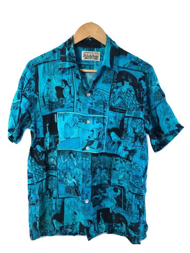 【中古】WACKO MARIA◆半袖シャツ/S/レーヨン/BLU/総柄【メンズウェア】 【中古】WACKO MARIA◆半袖シャツ/S/レーヨン/BLU/総柄【メンズウェア】