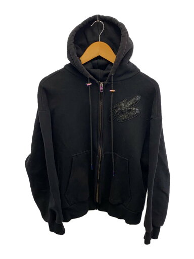 【中古】BOSSI SPORTSWEAR/ジップパーカー/L/コットン/BLK/無地/フード焼けあり【メンズウェア】 【中古】BOSSI SPORTSWEAR/ジップパーカー/L/コットン/BLK/無地/フード焼けあり【メンズウェア】