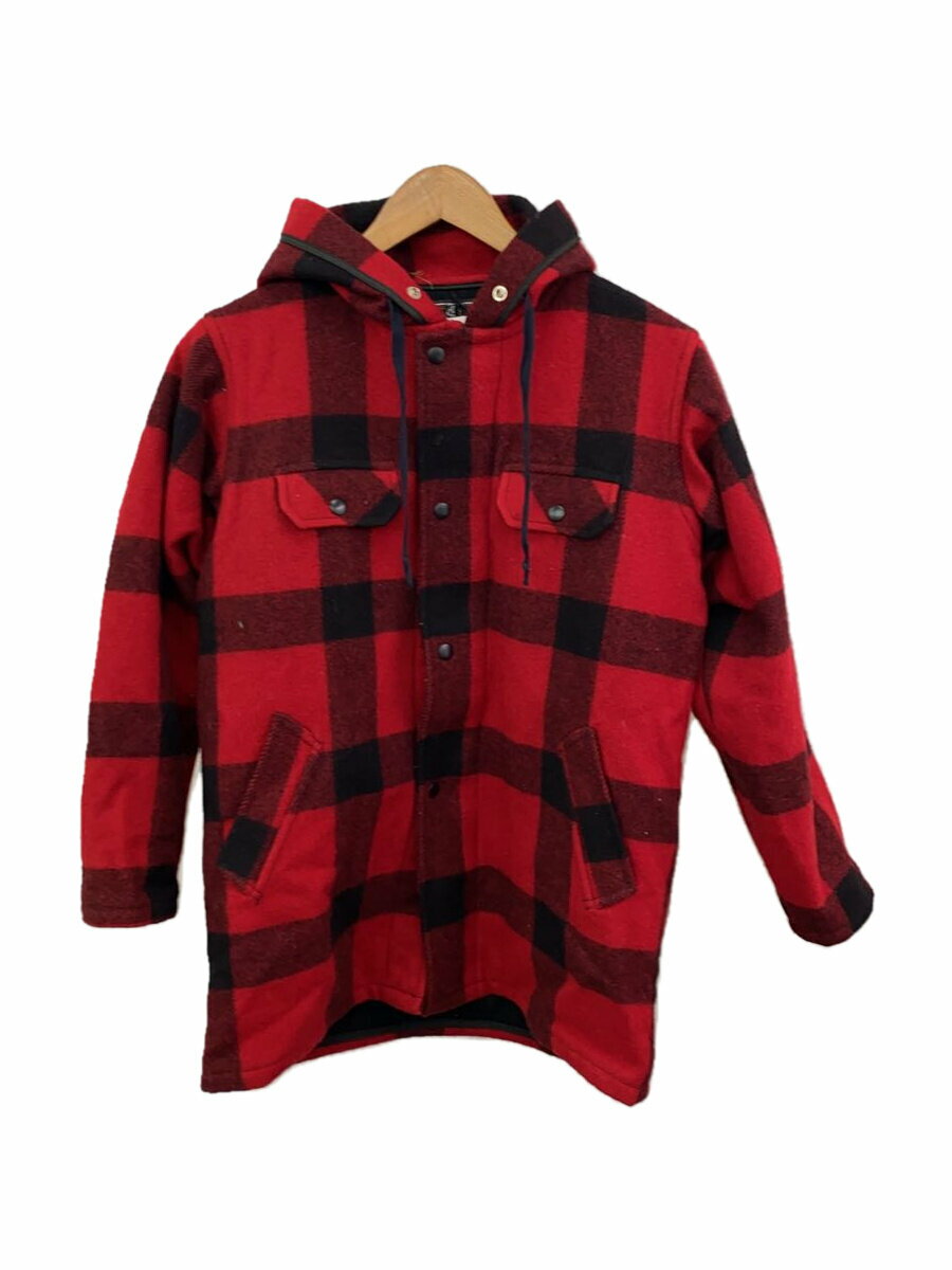 【中古】JOHNSON WOOLEN MILLS◆ウールジャケット/90s/ジャケット/16/ウール/RED/チェック/1525【メンズウェア】