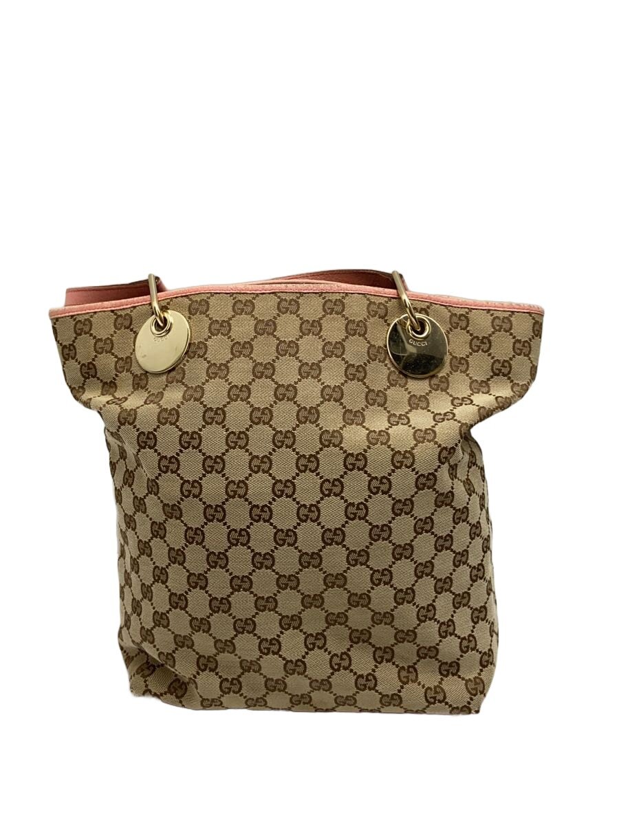 GUCCI - 【中古】GUCCI◆トートバッグ_GGキャンバス/キャンバス/BEG【バッグ】