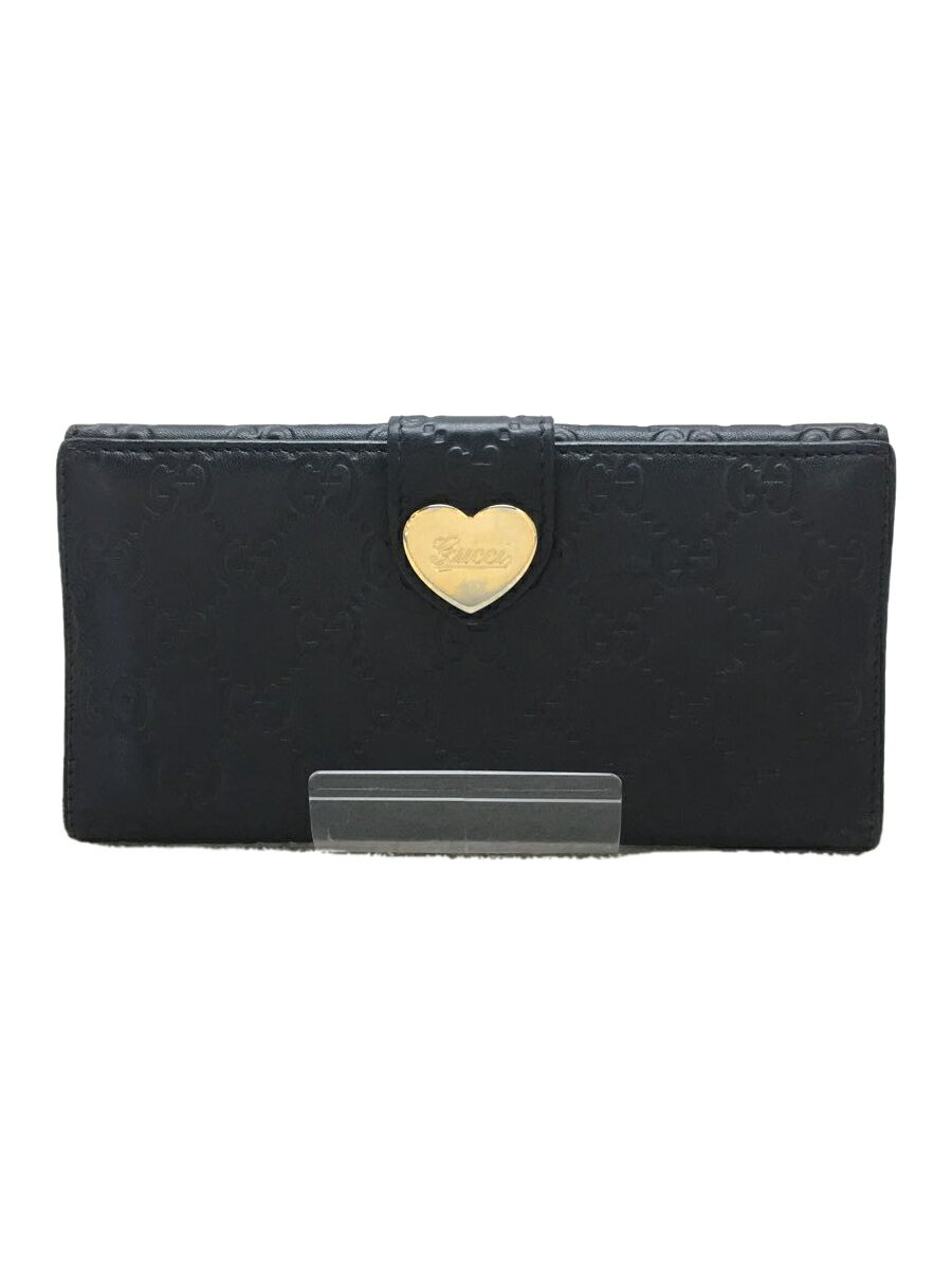 【中古】GUCCI◆長財布/レザー/BLK/無地/レディース/3595C【服飾雑貨他】