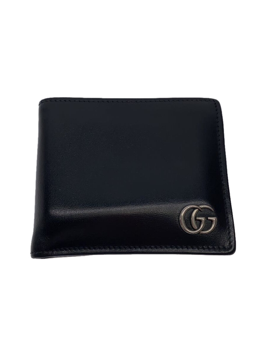 【中古】GUCCI◆コインウォレット_GGマーモント/レザー/BLK/メンズ【服飾雑貨他】