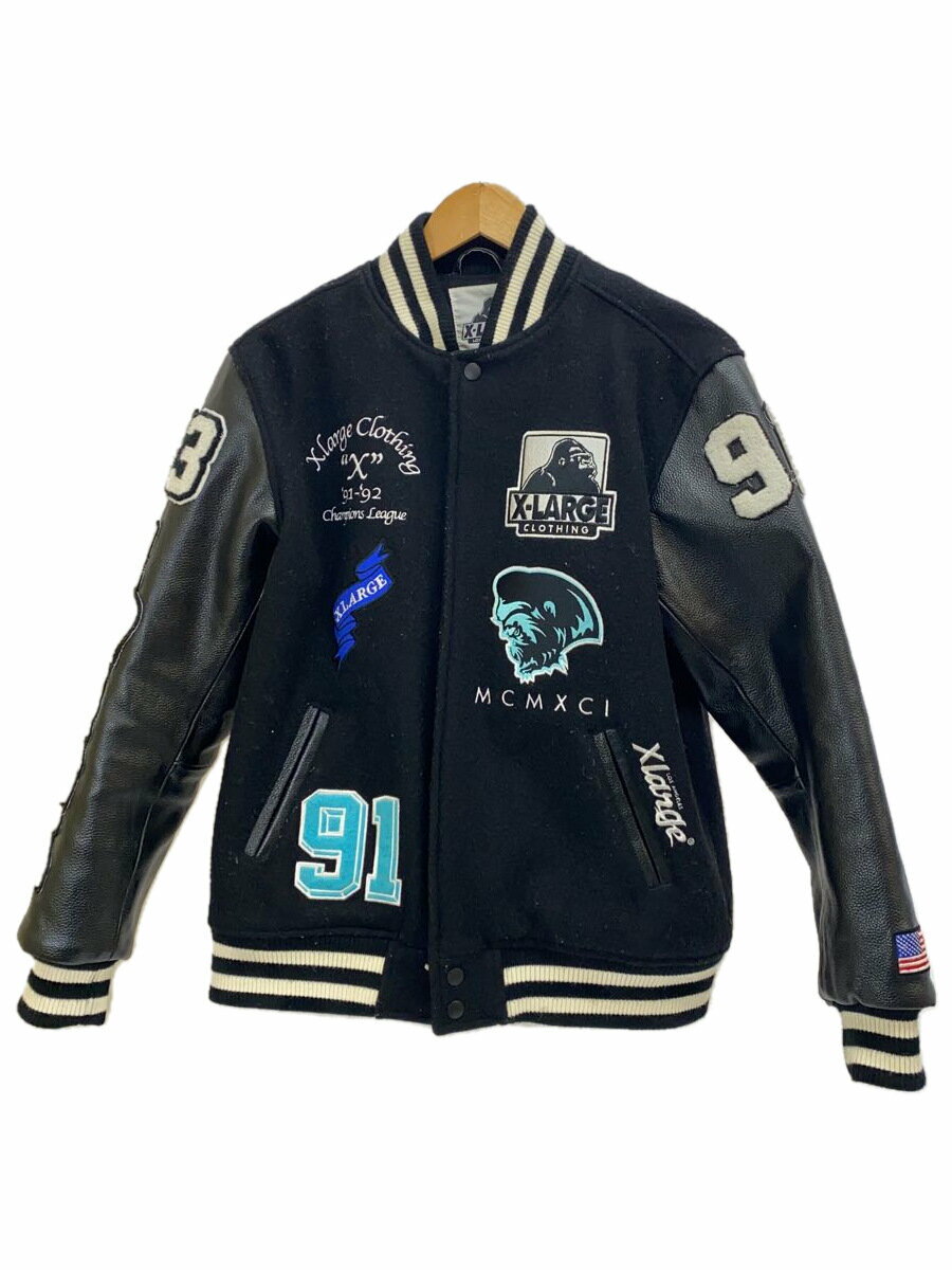 【中古】X-LARGE◆スタジャン/M/ウール/BLK/総柄/0143516【メンズウェア】
