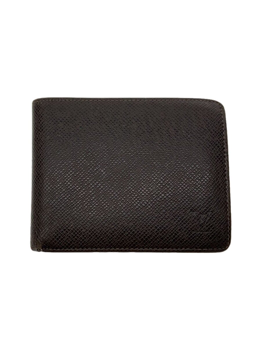 【中古】LOUIS VUITTON◆ポルト・フォイユ・フロリン_タイガ_BRW/レザー/BRW/メンズ【服飾雑貨他】