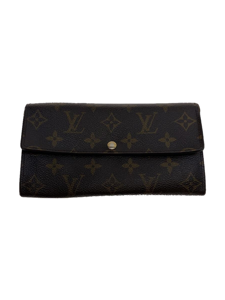 【中古】LOUIS VUITTON◆ポルト・フォイユ・サラ_モノグラム・キャンバス/長財布/M61734/ブラウン//【服飾雑貨他】
