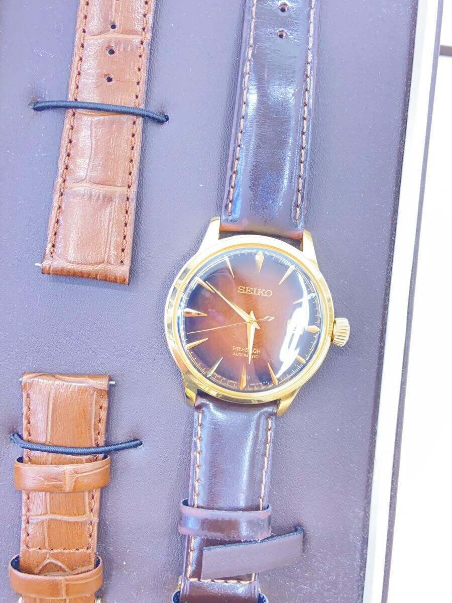 【中古】SEIKO◆自動巻腕時計/アナログ/レザー/BRW/BRW/4R35-03M0【服飾雑貨他】