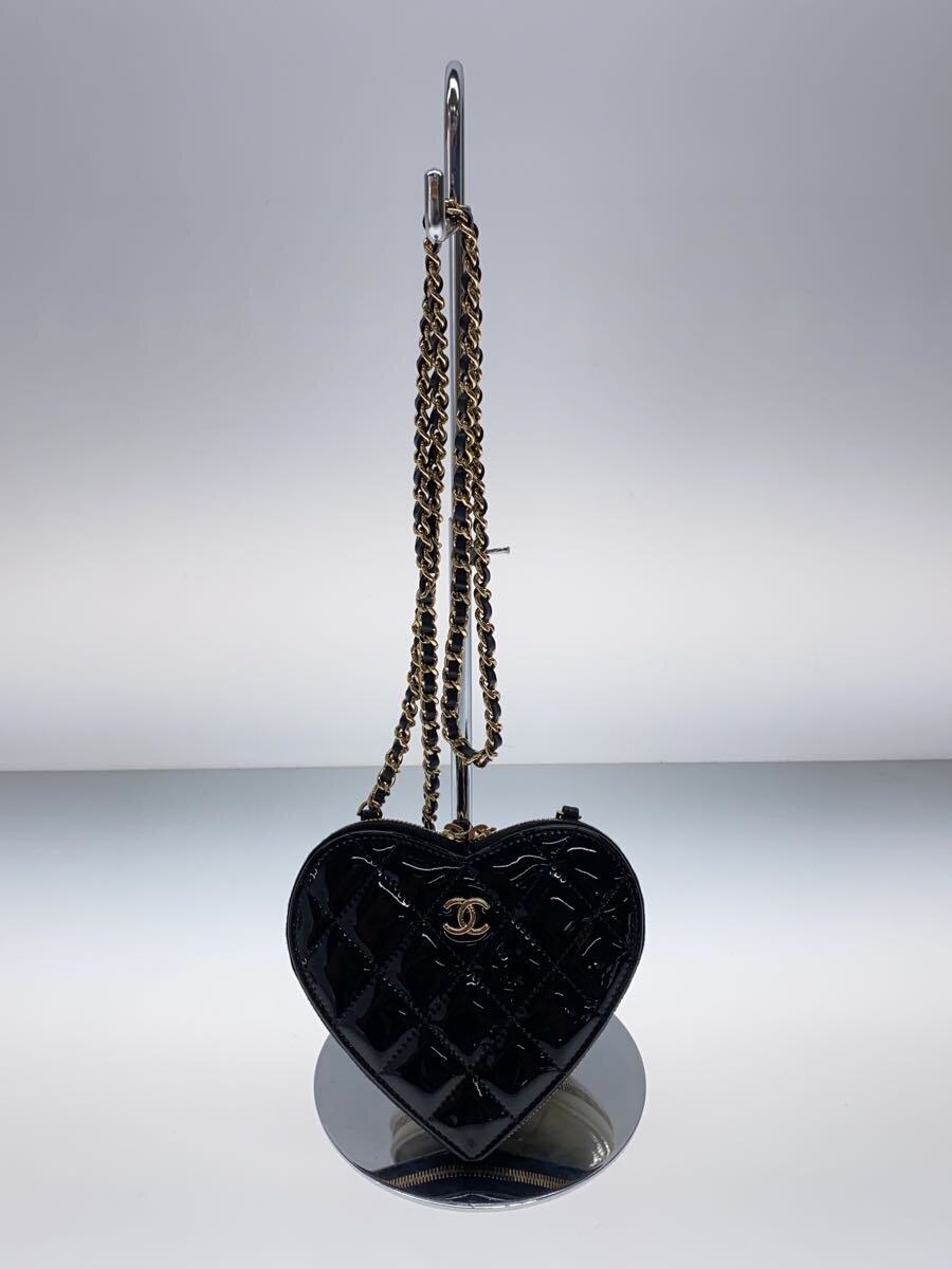 【中古】CHANEL◆ショルダーバッグ/エナメル/ブラック【バッグ】
