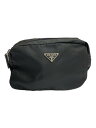 【中古】PRADA◆ポーチ/ナイロン/BLK/無地【バッグ】