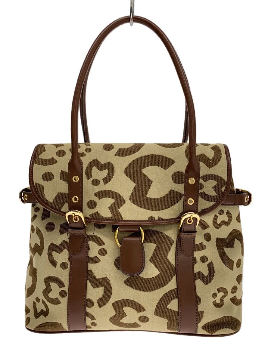 【中古】mila schon◆ハンドバッグ/レザー/BEG/総柄【バッグ】