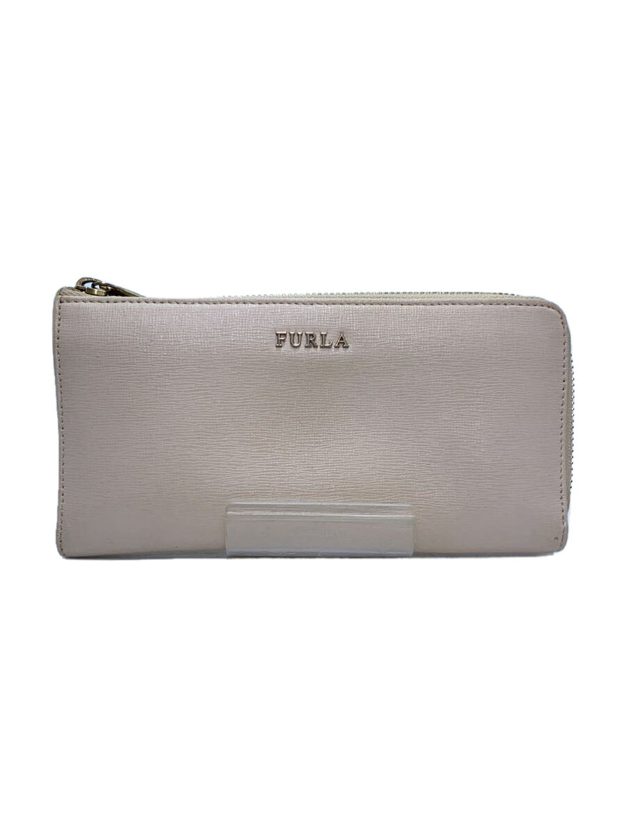 【中古】FURLA◆長財布/レザー/BEG/無地/レディース【服飾雑貨他】