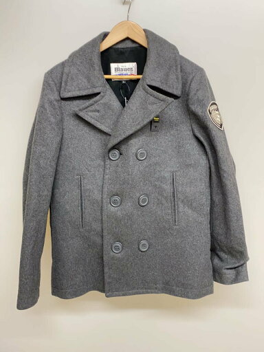 【中古】blauer◆コート/L/ウール/GRY/無地/0420430【メンズウェア】