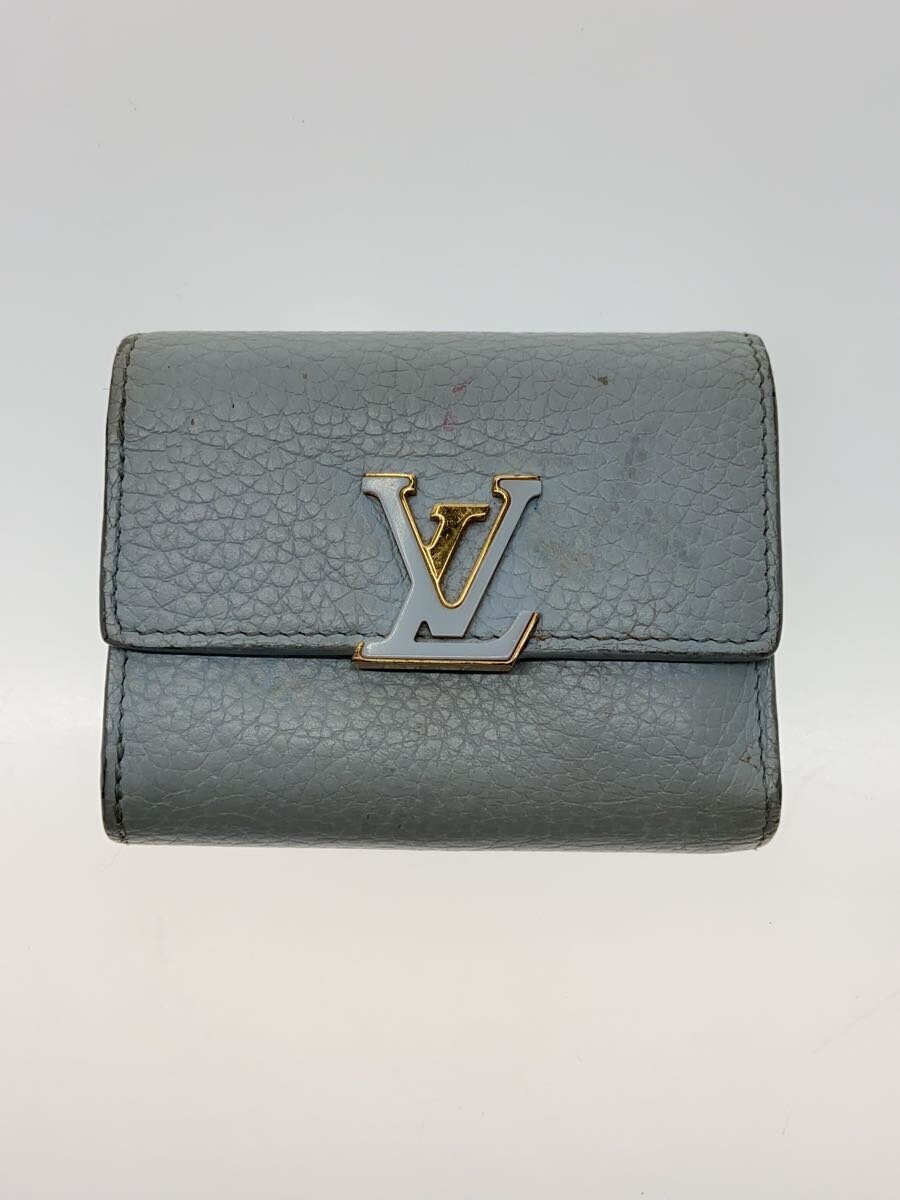 Rakuten - 【中古】LOUIS VUITTON◆ポルト・フォイユ・カプシーヌXS_トリヨン_BLU/牛革/BLU/レディース【服飾雑貨他】