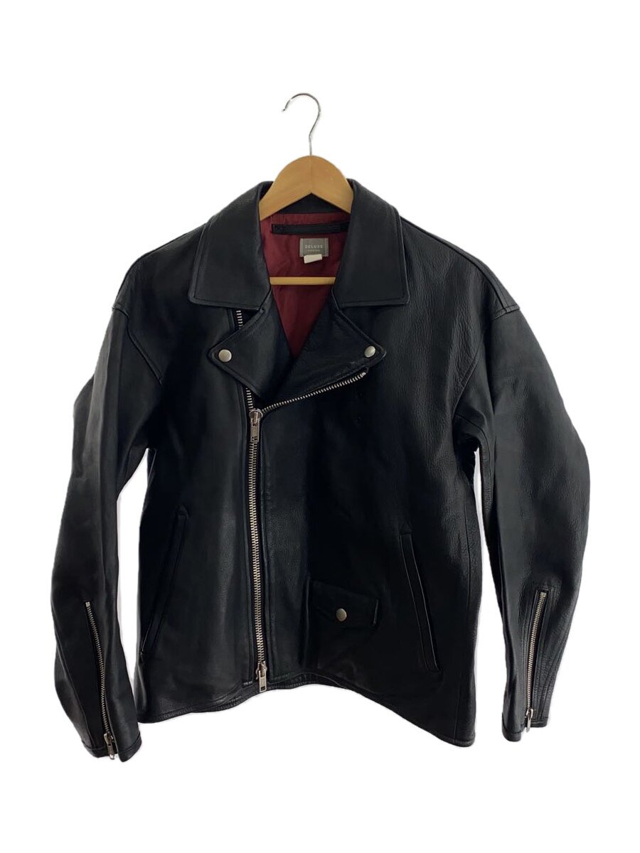 【中古】DELUXE(Deluxe Clothing)◆カウレザーライダース/TALON/ダブルライダースジャケット/S/レザー/BLK/無地/LOTDZ5【メンズウェア】