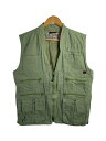 【中古】Woolrich◆ベスト/--/コットン/グリーン/企業刺繍/ハンティングベスト【メンズウェア】