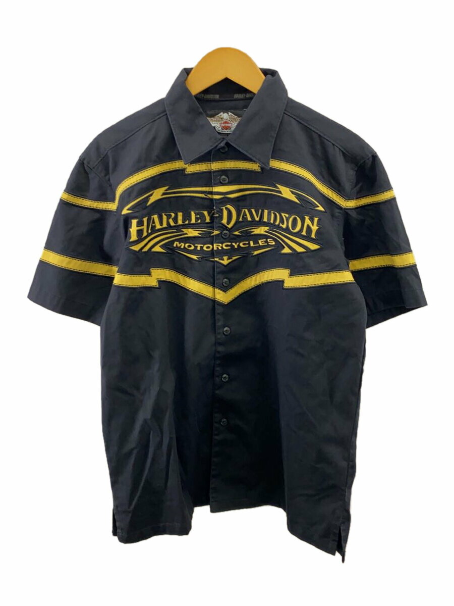 【中古】HARLEY DAVIDSON◆半袖シャツ/S/コットン/ブラック【メンズウェア】