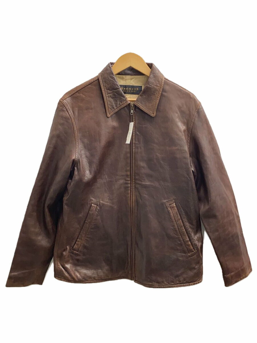 【中古】MEN’S BIGI◆Radmess/内タグ無/レザージャケット・ブルゾン/ブラウン【メンズウェア】