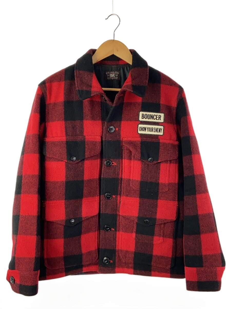 【中古】BOUNCER◆ジャケット/--/ウール/RED/チェック/バッファロージャケット【メンズウェア】