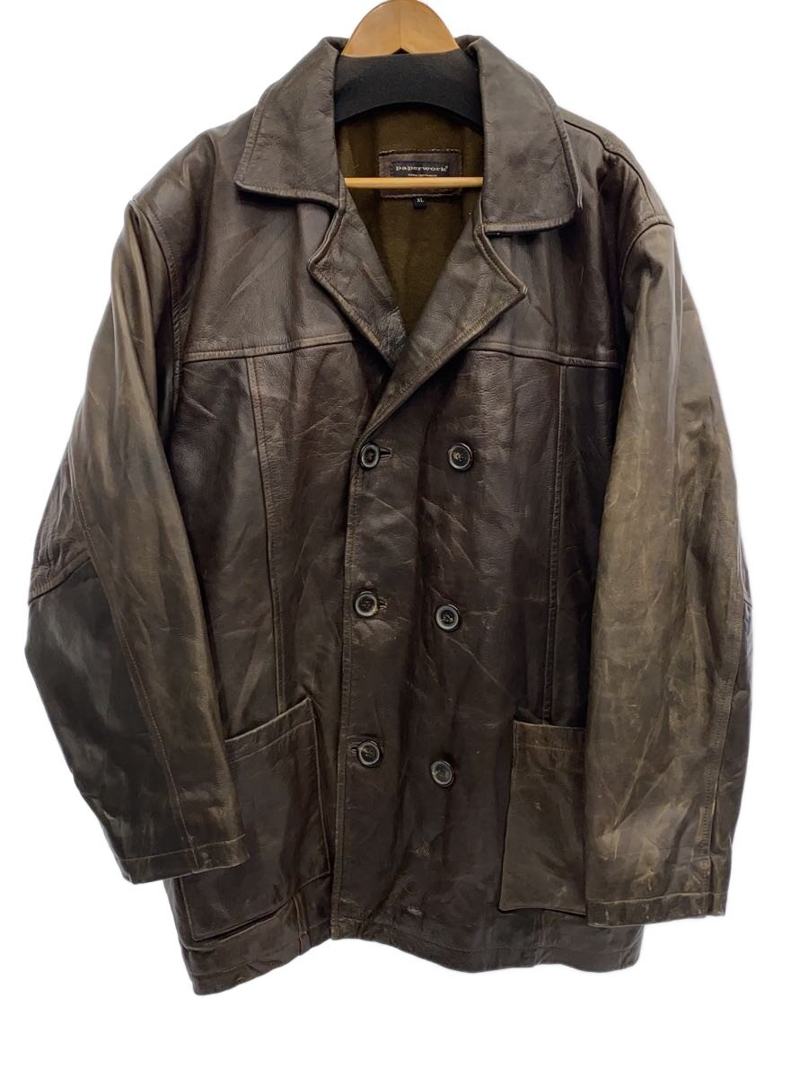 JACK&JONES◆PAPER WORK/ダブル/レザージャケット・ブルゾン/XL/レザー/BRW