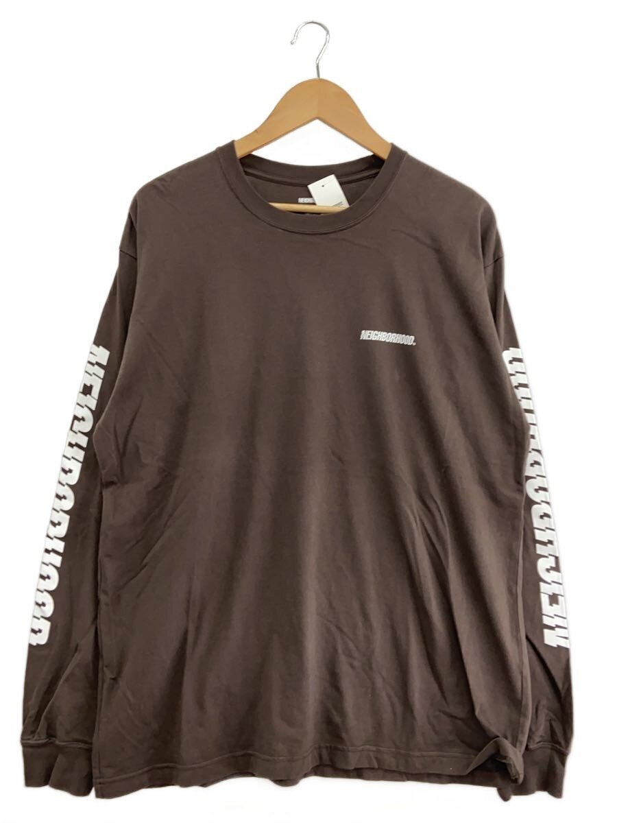 【中古】NEIGHBORHOOD◆NH.TEE LS-1/長袖Tシャツ/L/コットン/BRW【メンズウェア】