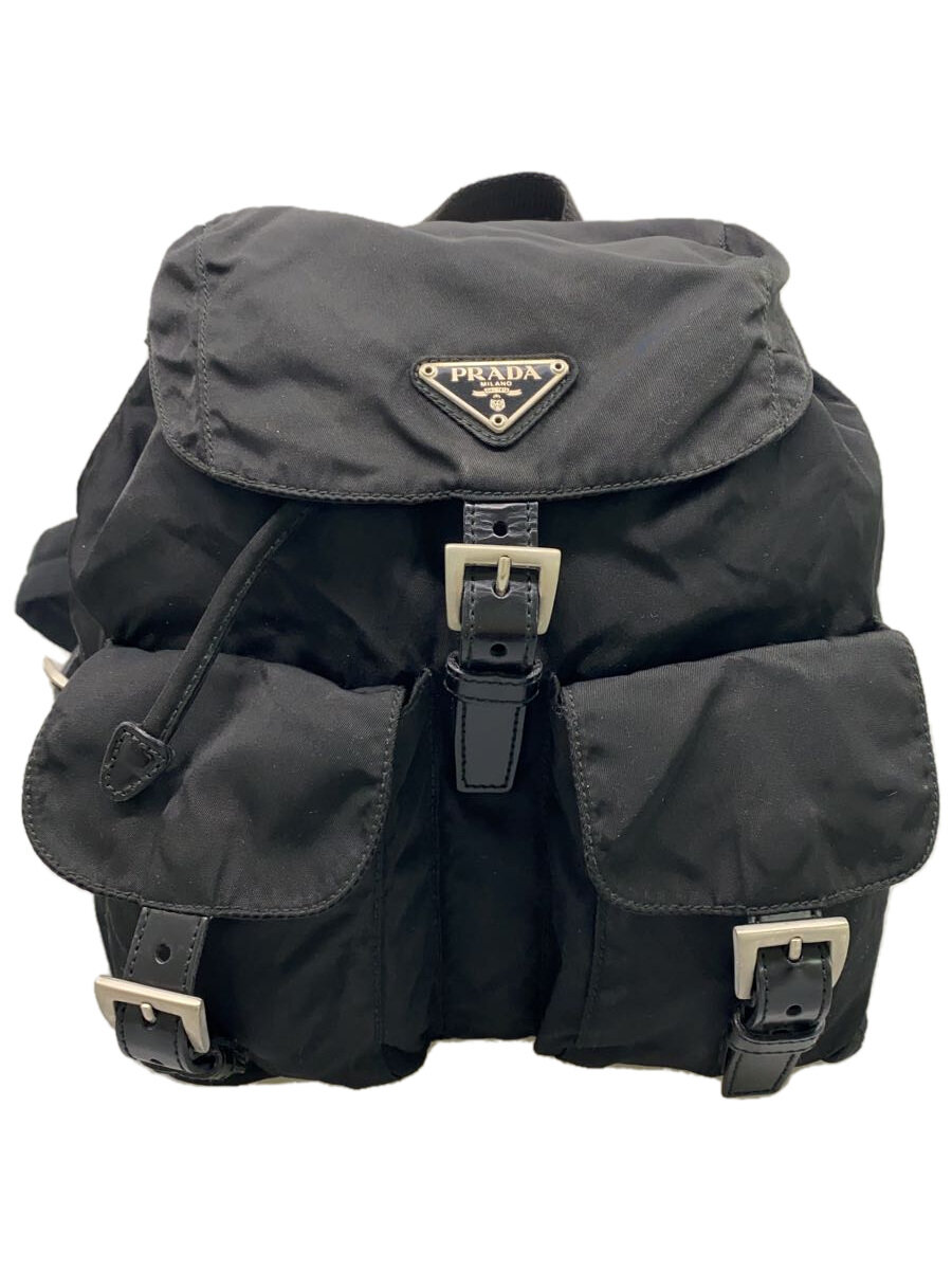【中古】PRADA◆ミニリュック/ナイロン/BLK【バッグ】