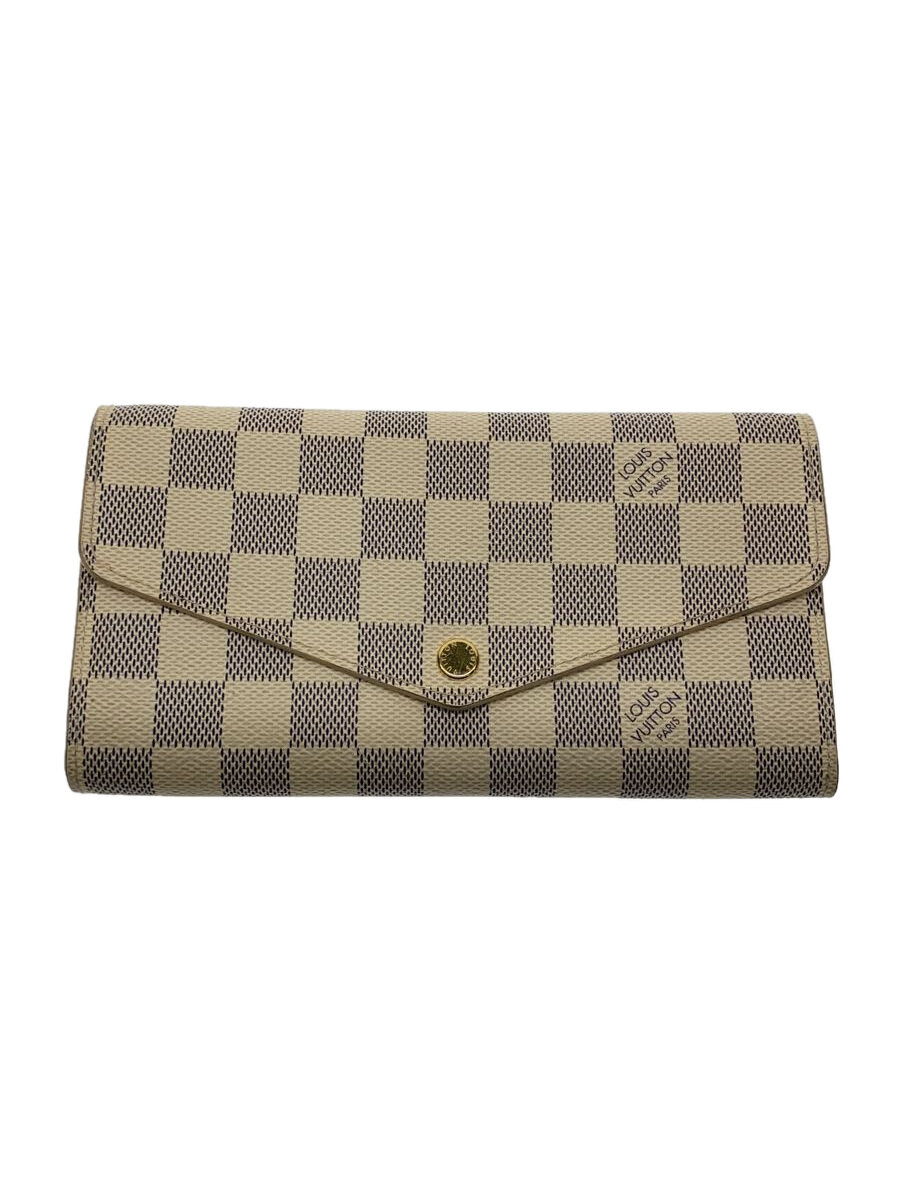 【中古】LOUIS VUITTON◆2)ポルト・フォイユ・サラ_ダミエ・アズール_WHT/PVC/WHT/レディース//【服飾雑貨他】