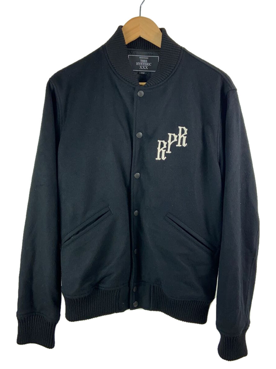 【中古】HYSTERIC GLAMOUR◆スタジャン/L/ウール/BLK/06173AB01【メンズウェア】
