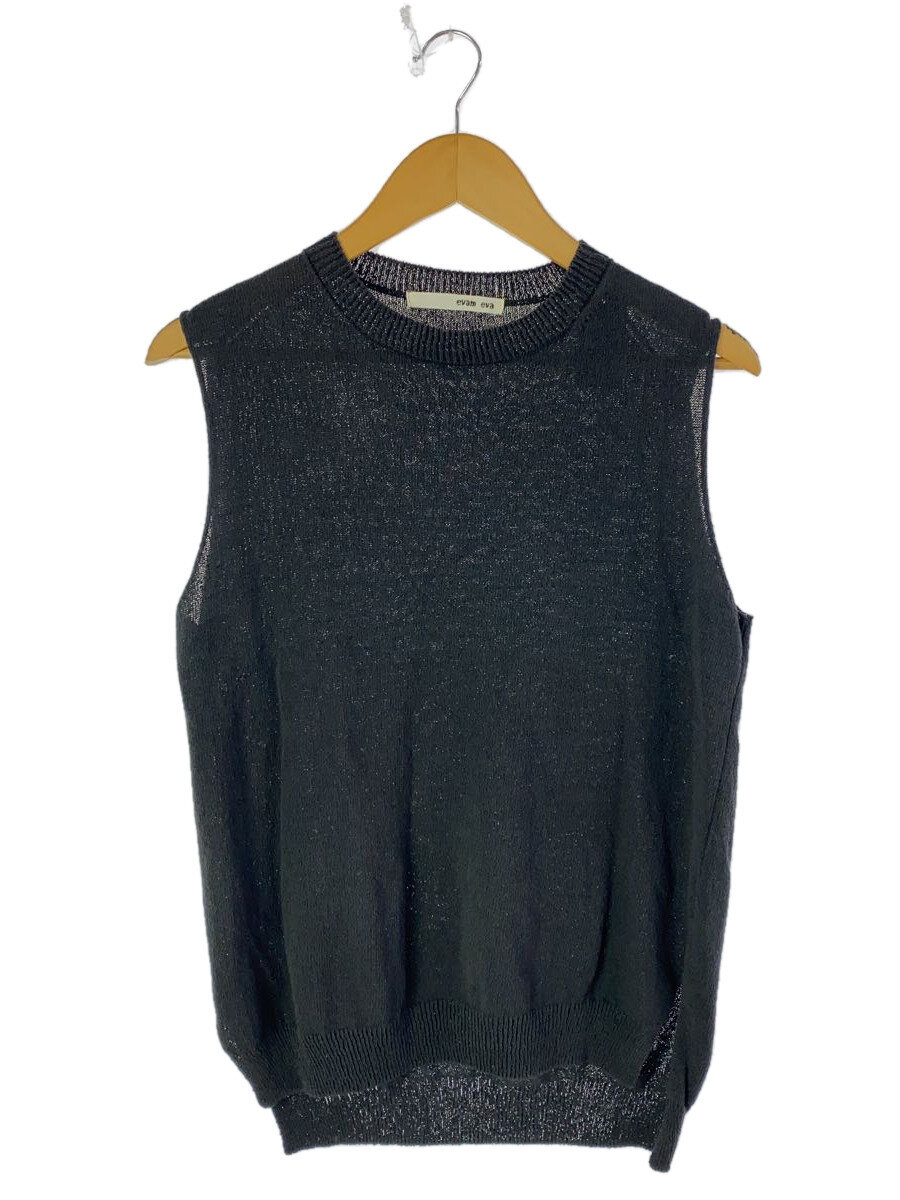 【中古】evam eva◆ニットベスト(薄手)/--/コットン/BLK/無地/E211K028【レディースウェア】
