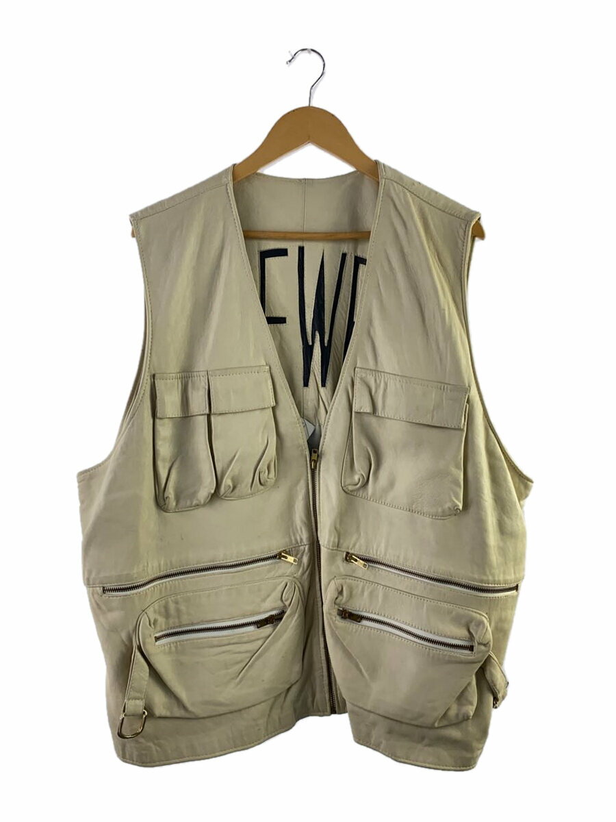 【中古】Gulf◆ベスト/--/レザー/WHT/無地【メンズウェア】