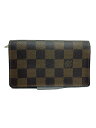 【中古】LOUIS VUITTON◆ポルト・モネ・ビエ・トレゾール_ダミエ・エベヌ_BRW/PVC/BRW/メンズ【服飾雑貨他】(4)