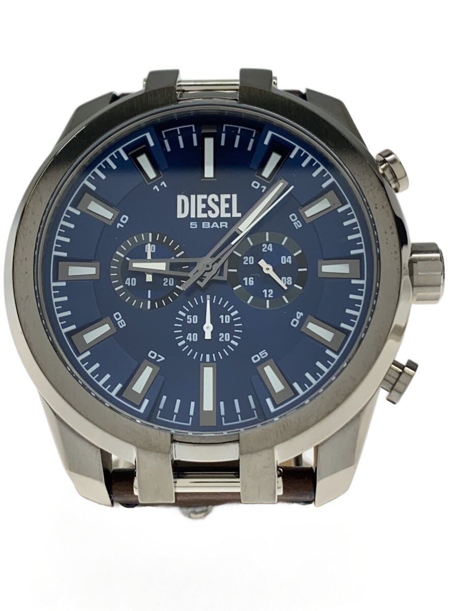 【中古】DIESEL◆クォーツ腕時計/アナログ/レザー/BLU/BRW/DZ-4643//【服飾雑貨他】