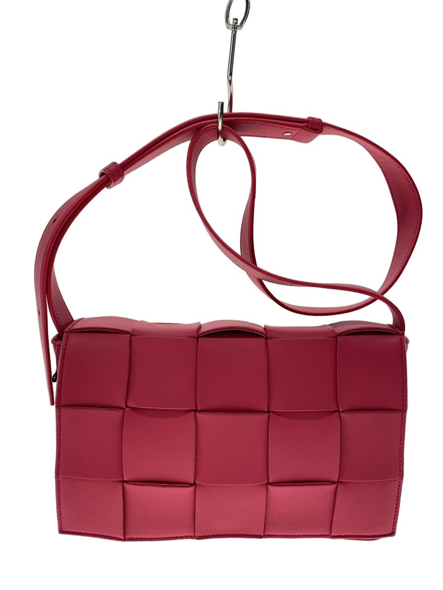【中古】BOTTEGA VENETA◆ショルダーバッグ/レザー/PNK/カセット【バッグ】