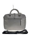 【中古】ARMANI EXCHANGE◆ブリーフケース/レザー/GRY/無地【バッグ】