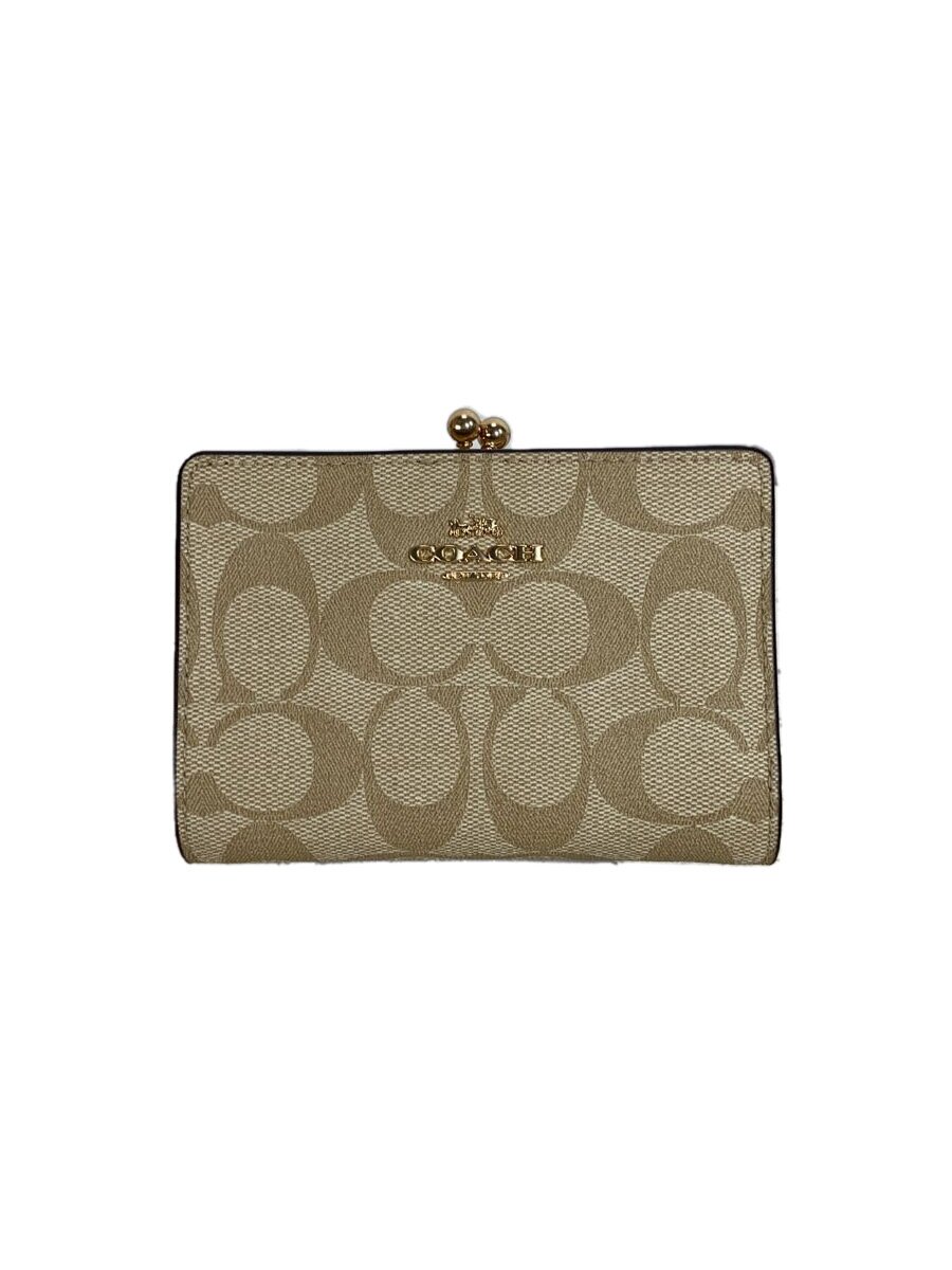 【中古】COACH◆2つ折り財布/PVC/BEG/総柄/レディース/C8724【服飾雑貨他】