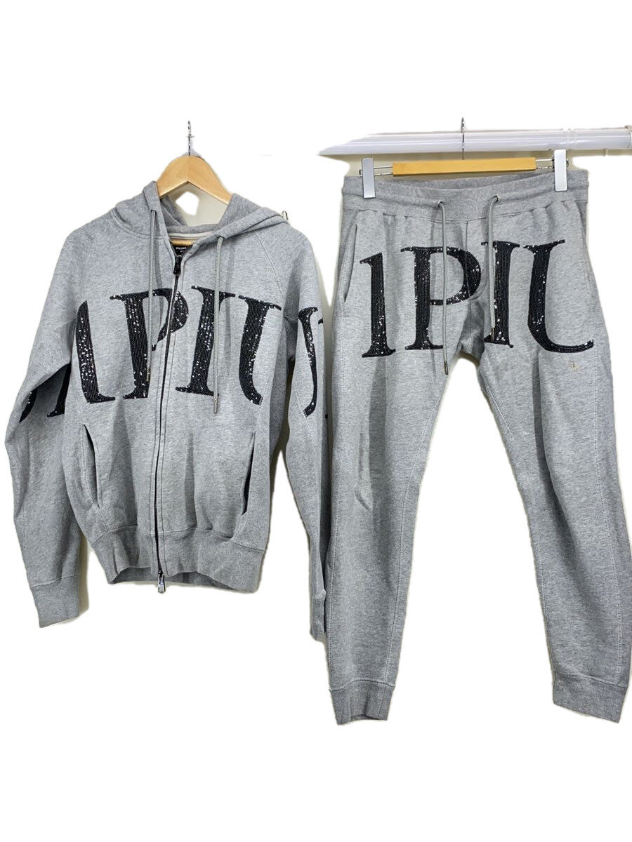 【中古】1piu1uguale3◆セットアップ/L/コットン/GRY【メンズウェア】
