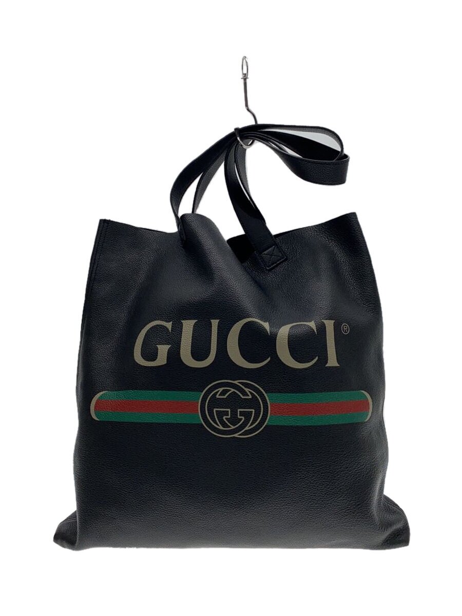 GUCCI - 【中古】GUCCI◆ヴィンテージロゴ/トートバッグ/レザー/ブラック/572768/グッチ//【バッグ】