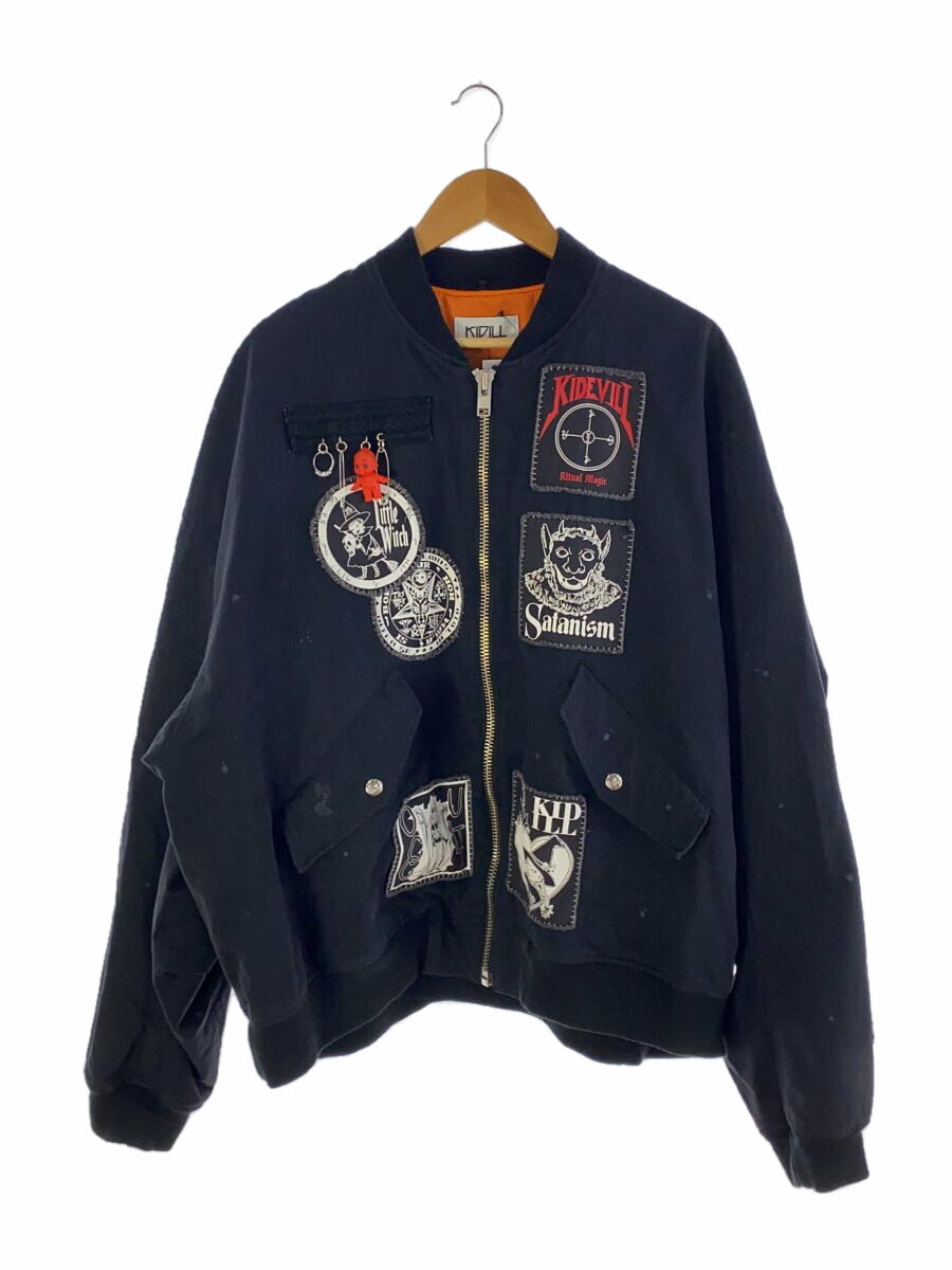 【中古】KIDILL◆ブルゾン/FREE/コットン/BLK/総柄/KL793【メンズウェア】