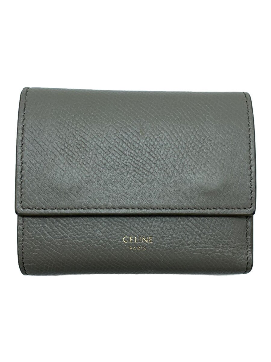 Rakuten - 【中古】CELINE◆3つ折り財布/レザー/GRY/スモール トリフォールド/コンパクトウォレット【服飾雑貨他】