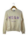 【中古】MSGM◆フロントロゴ裏毛スウェット/XS/コットン/アイボリー/クリーム/プリント/314MDM513【メンズウェア】