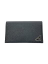 【中古】PRADA◆カードケース/牛革/BLK/無地/メンズ【服飾雑貨他】