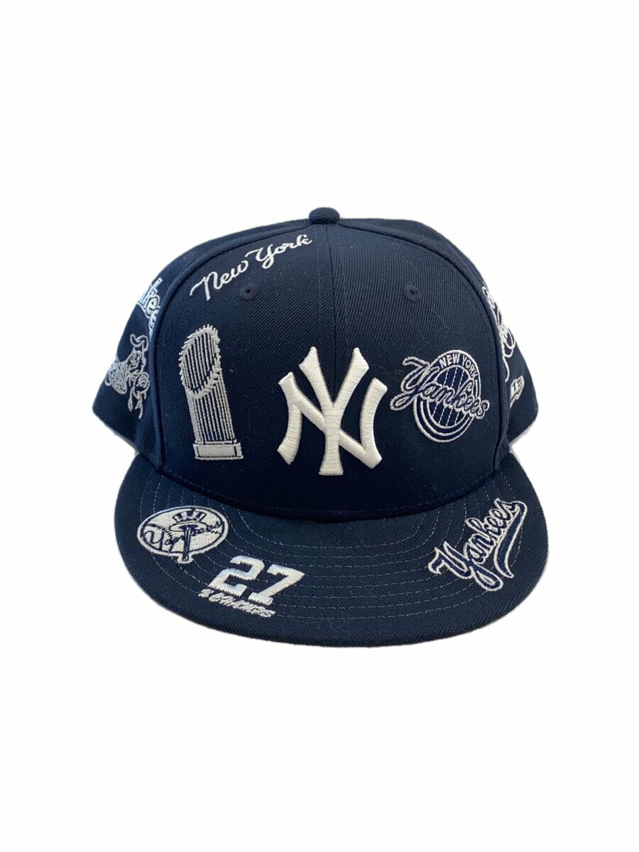 【中古】NEW ERA◆NEW YORK YANKEES ALL OVER/キャップ/7 5/8/NVY/メンズ/13516119【服飾雑貨他】