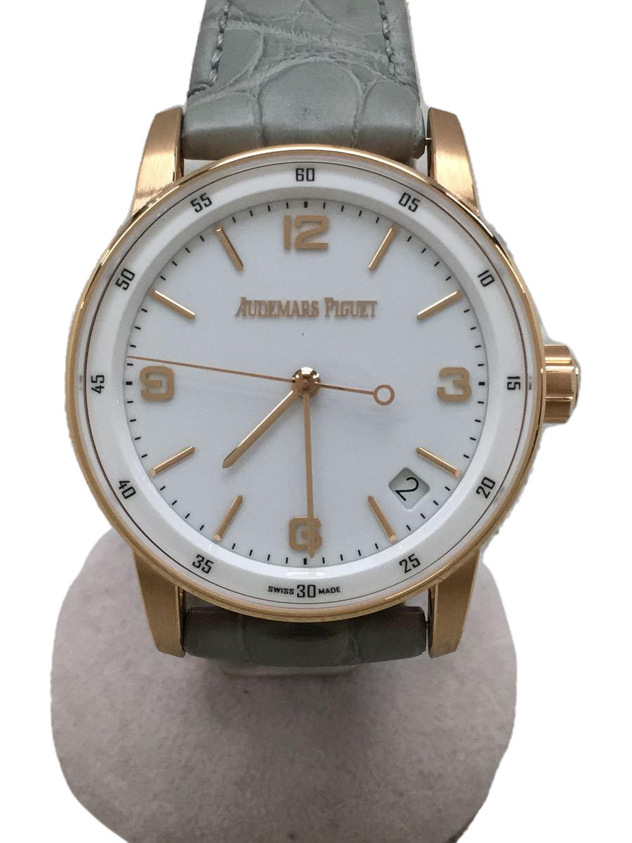 【中古】AUDEMARS PIGUET◆Code11.59/自動巻腕時計/レザー/WHT/GRY/K18【服飾雑貨他】