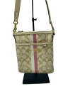 【中古】COACH◆ショルダーバッグ_シグネチャー/キャンバス/BEG/総柄【バッグ】