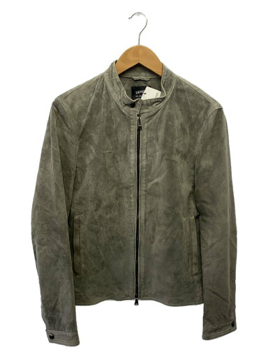 【中古】EMMETI◆シングルライダースジャケット/48/レザー/GRY/GIAPPONE-125【メンズウェア】 【中古】EMMETI◆シングルライダースジャケット/48/レザー/GRY/GIAPPONE-125【メンズウェア】
